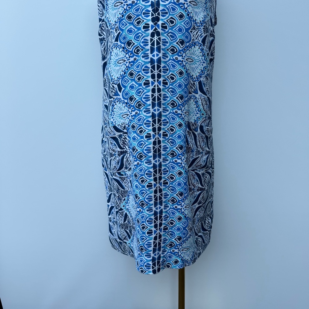Lilly Pulitzer Blue and White V-Neck Mermaid Tail Print Dress Size 4 - Picture 6 of 15
